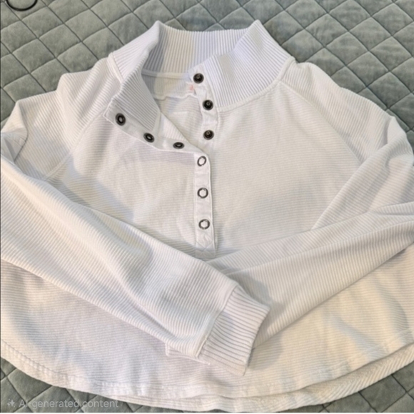 Free People So Fly Henley Button Layer Top small white - Picture 2 of 4